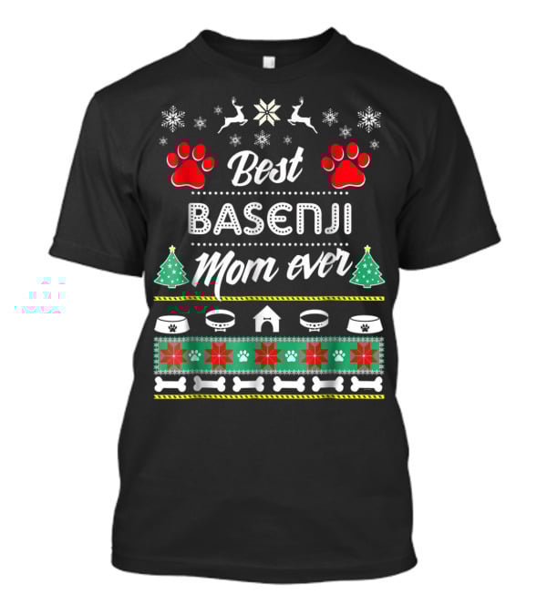 Best Basenji Mom Ever Christmas Paw Prints T-Shirt