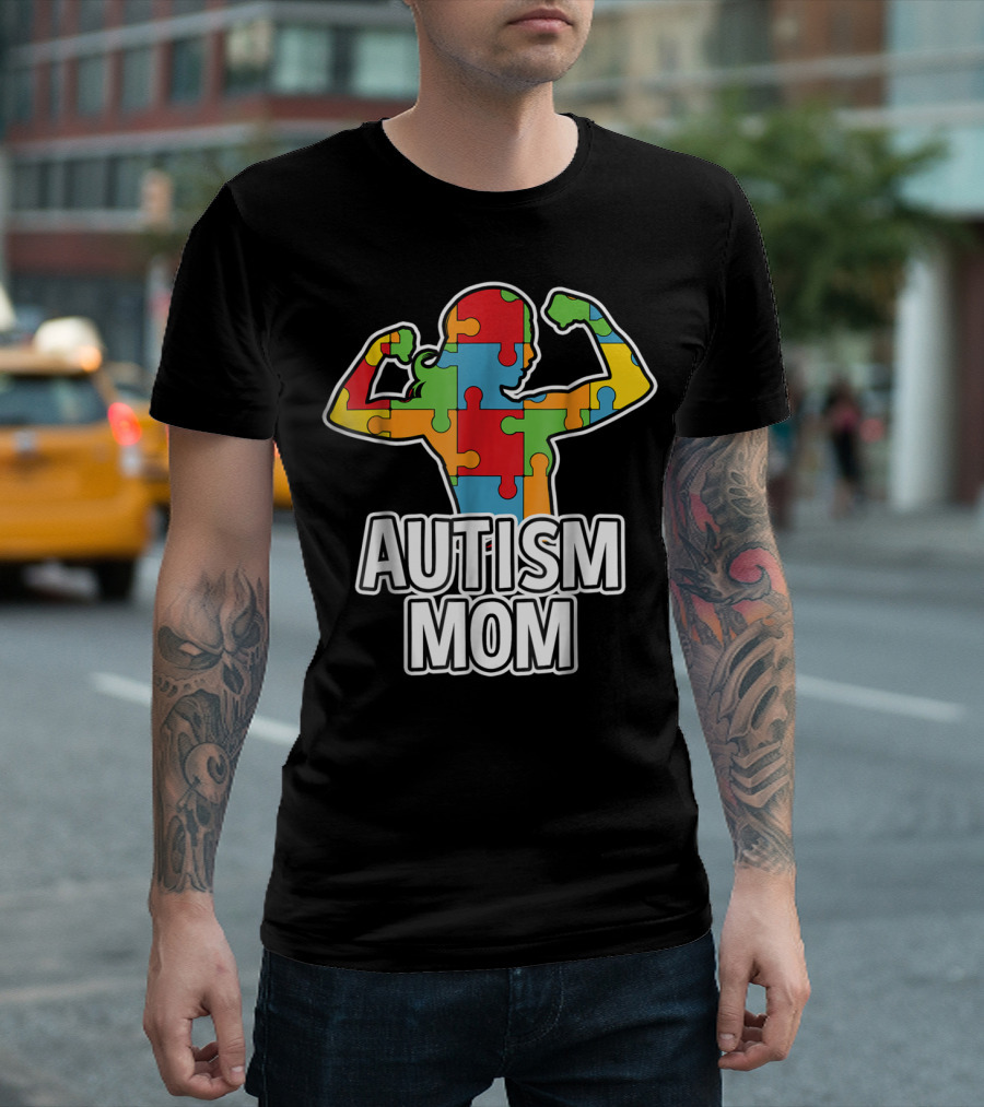 Autism Mom Puzzle Piece Awareness T-Shirt