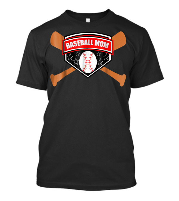 BASEBALL MOM Bat And Ball Stars Shield T-Shirt