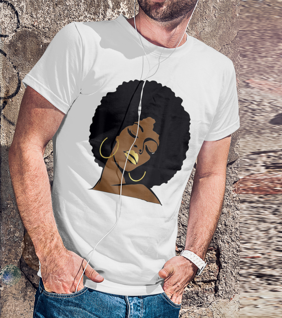 Black Girl Magic Afro Diva Gold Lips Melanin Mom Wife37 Bold Gold Accents T-Shirt