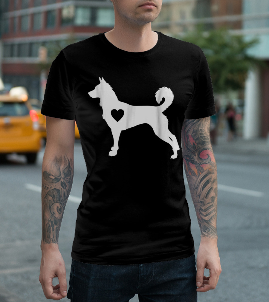 Canaan Dog Love Heart Silhouette Dog Mom Idea T-Shirt