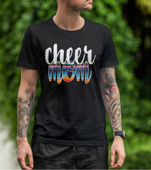 Cheer Mom Colorful Serape Print T-Shirt