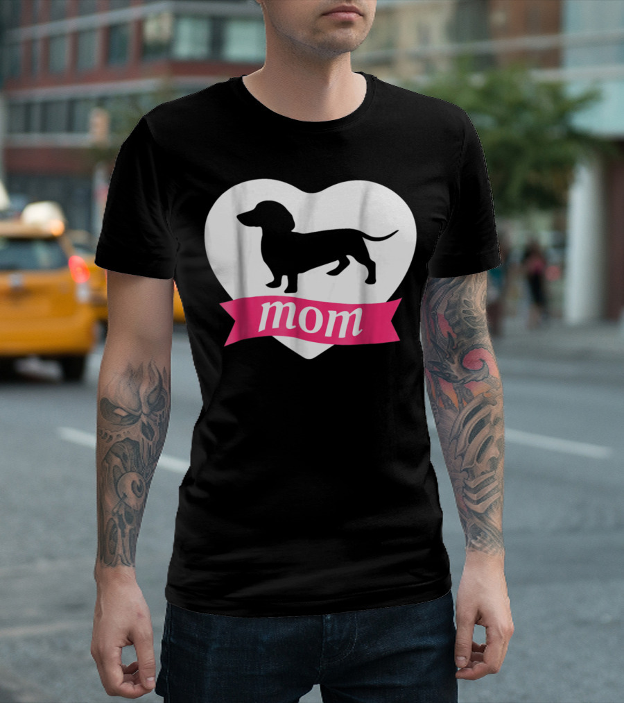DACHSHUND MOM Heart Silhouette Vintage Fleece T-Shirt