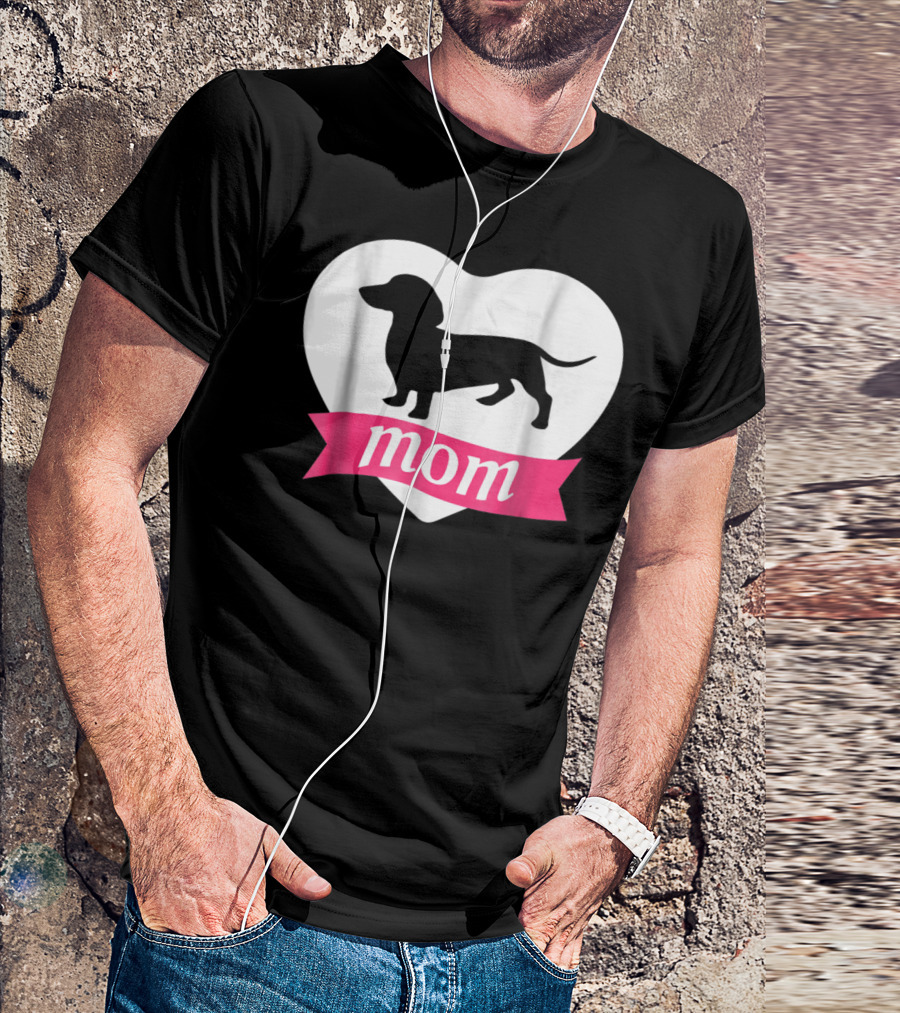 DACHSHUND MOM Heart Silhouette Vintage Fleece T-Shirt