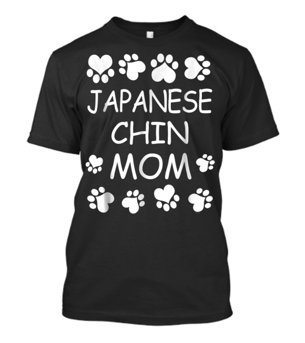 Japanese Chin Mom Paw Heart Print Gift For Christmas Birthday T-Shirt