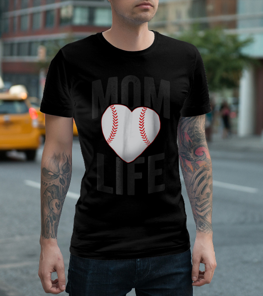 Mom Life Baseball Heart Mother Mama Player Team Heart25 T-Shirt