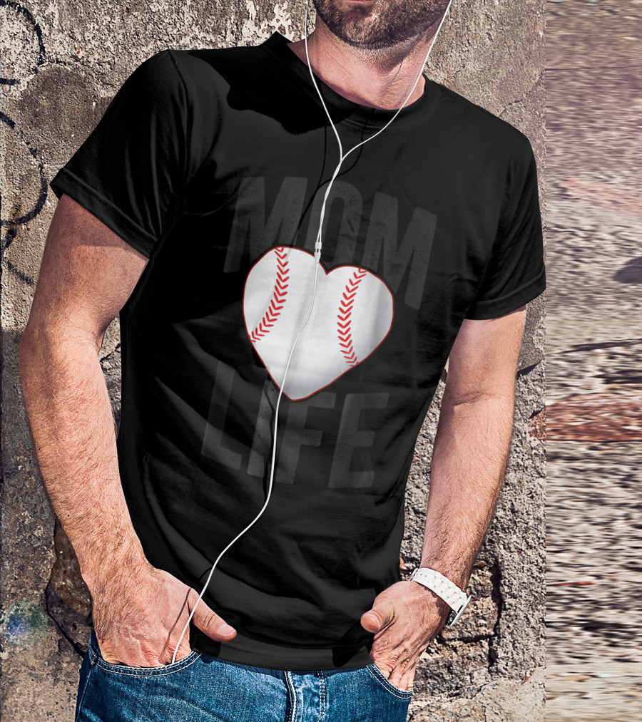Mom Life Baseball Heart Mother Mama Player Team Heart25 T-Shirt