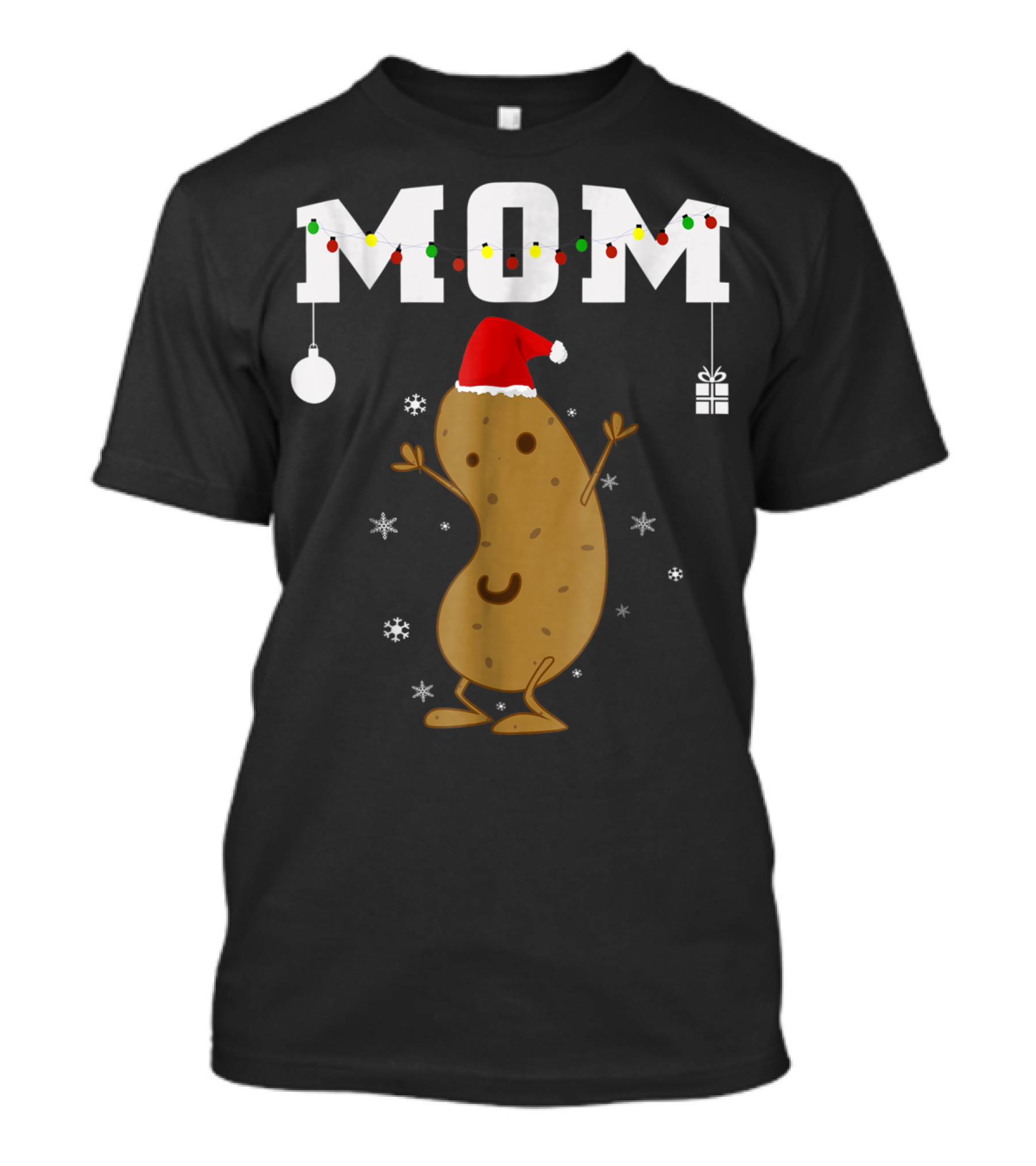 Mom Christmas Potato With Santa Hat And Holiday Decorations T-Shirt