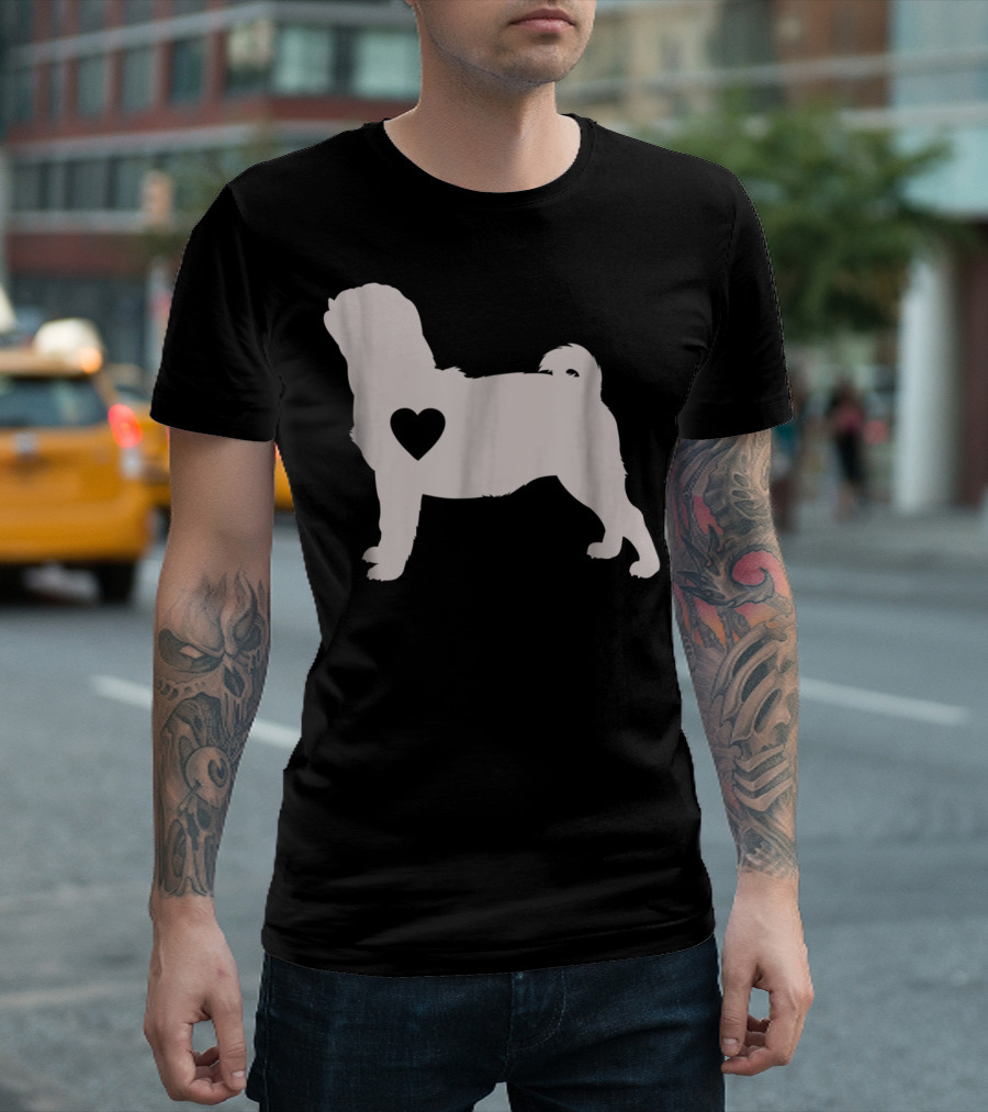 Pug Love Heart Silhouette Dog Idea Pug Dog T-Shirt