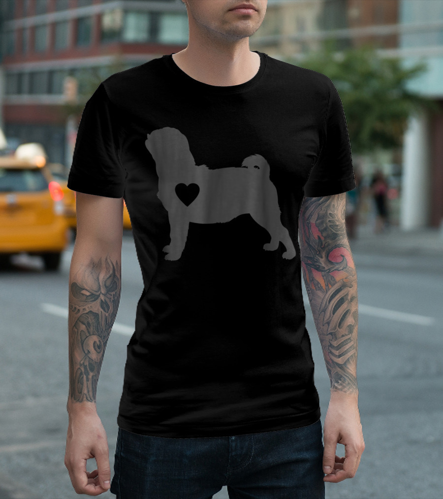 Pug Love Heart Silhouette Pug Dog Mom59 T-Shirt