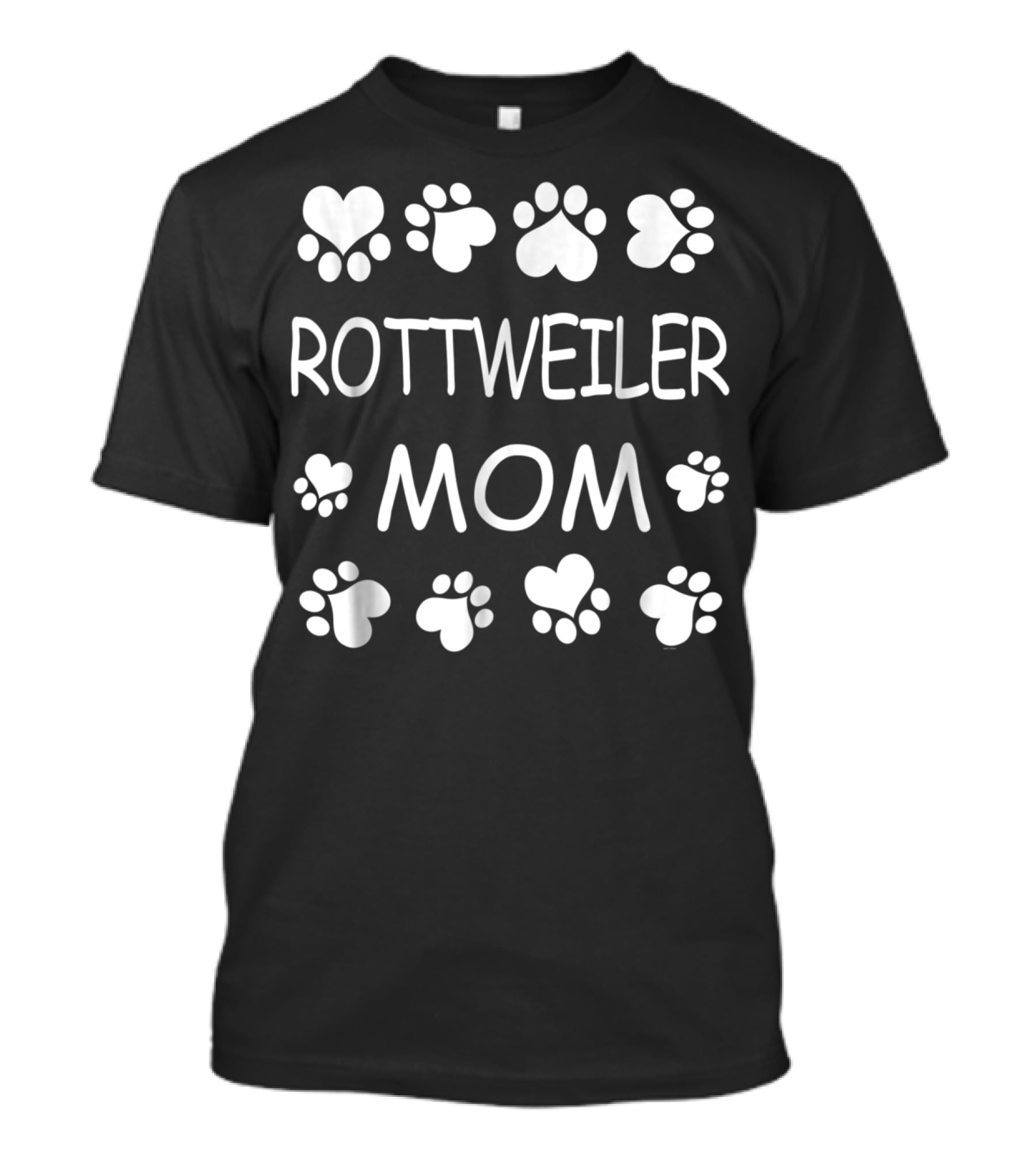 Rottweiler Mom Paw Prints And Hearts For Dog Lovers T-Shirt