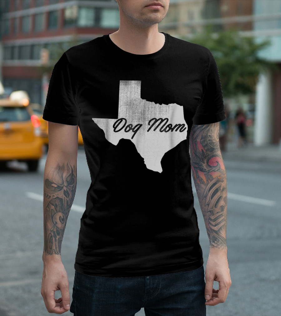 Texas State Dog Mom TX Lover Distressed Map T-Shirt