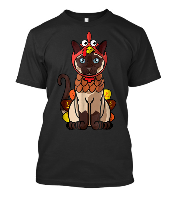 Thanksgiving Siamese Cat Mom Owner In Turkey Costume Greetings T-Shirt