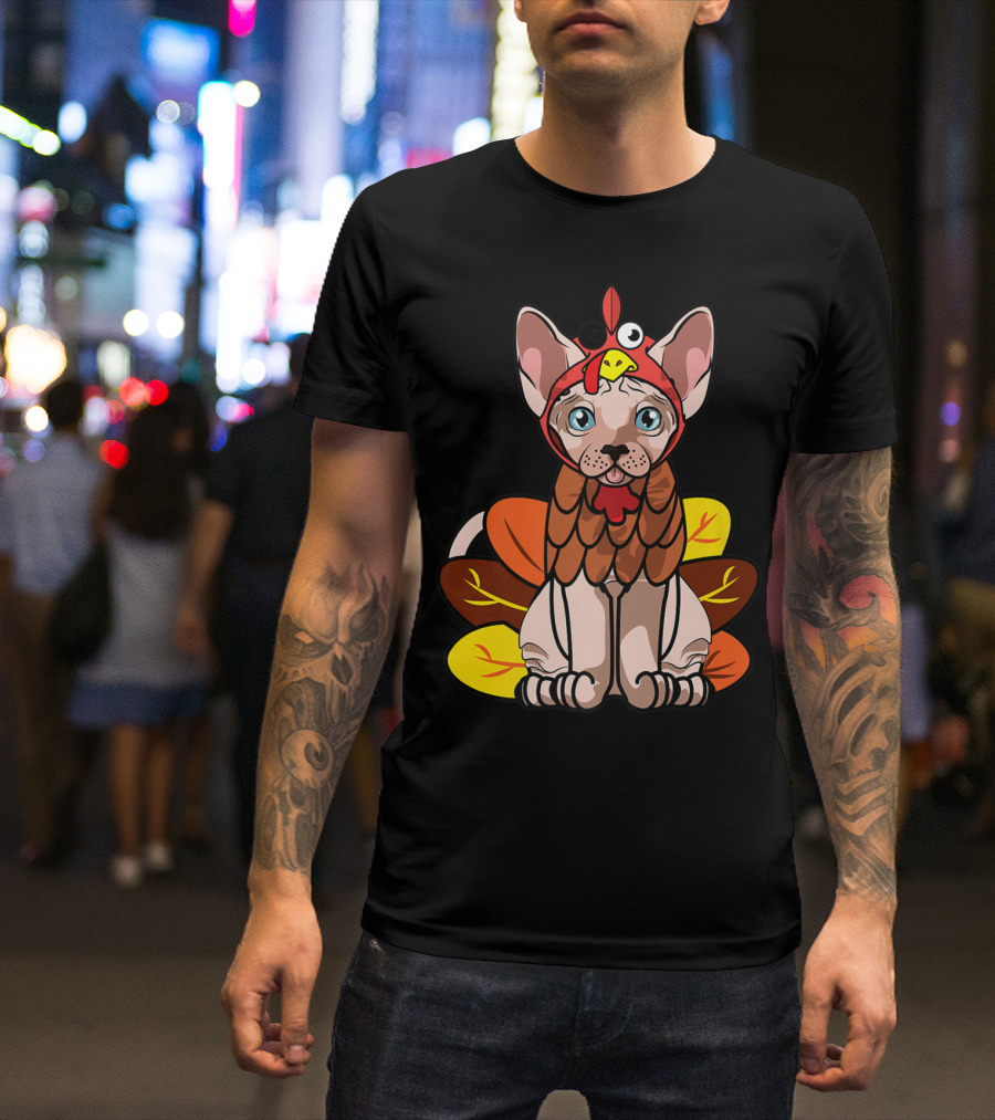 Thanksgiving Sphynx Cat Mom Turkey Costume Greetings T-Shirt