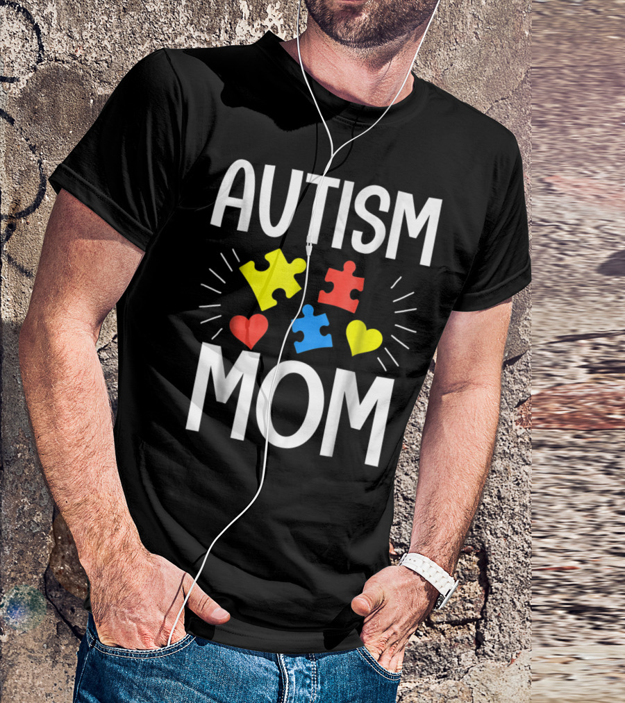 Autism Mom Colorful Puzzle Heart T-Shirt