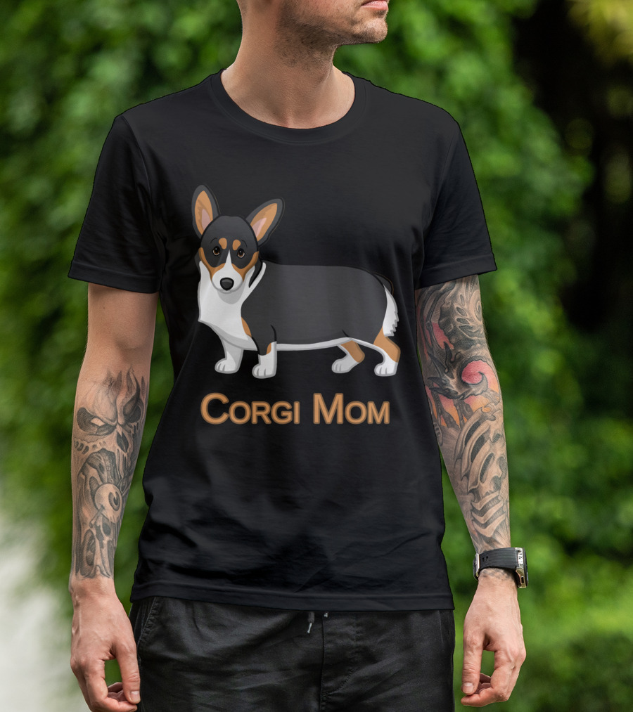 Corgi Mom Cute Black Tricolor Pembroke Dog Lovers T-Shirt