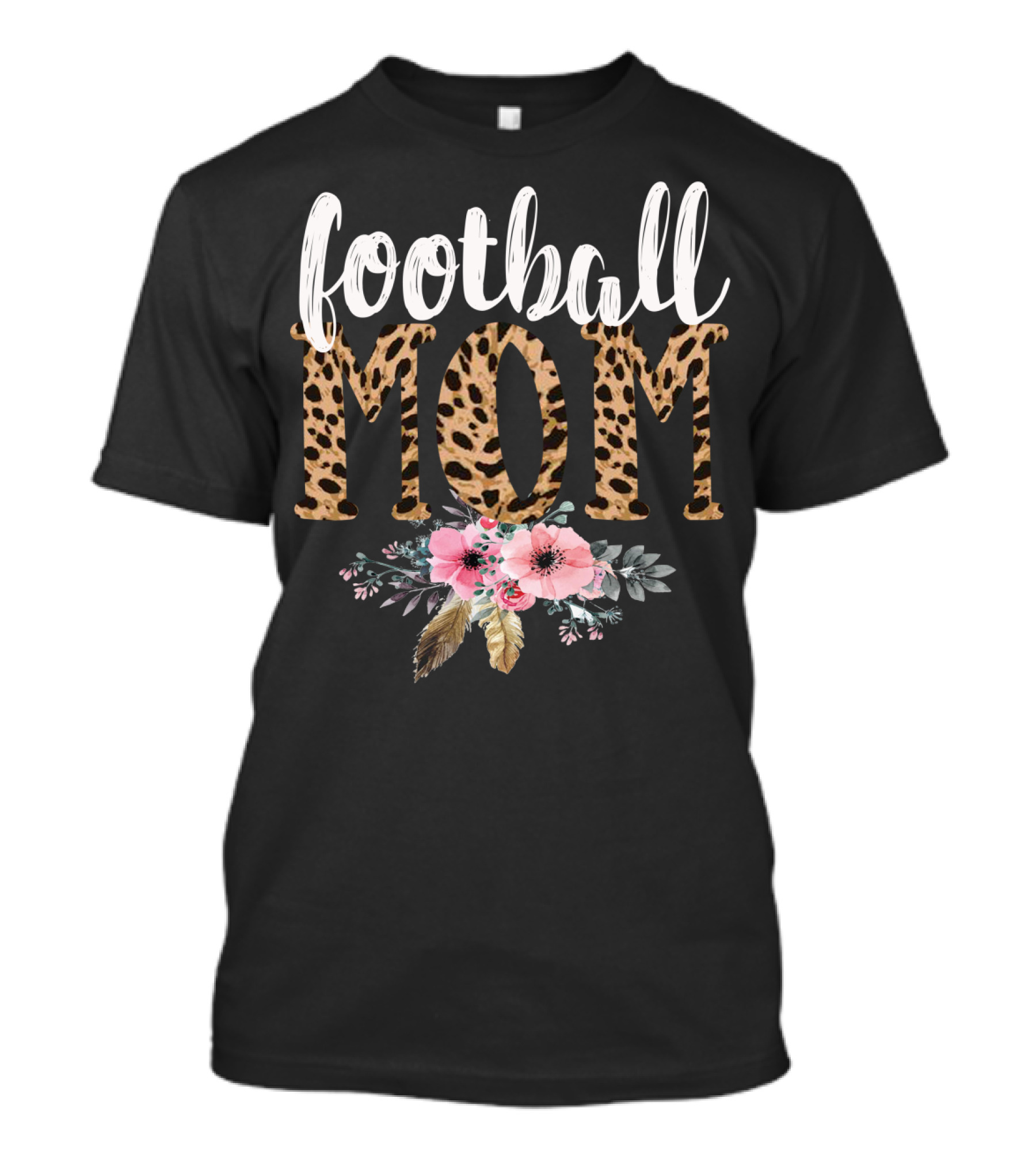 Football Mom Leopard Floral Boho T-Shirt