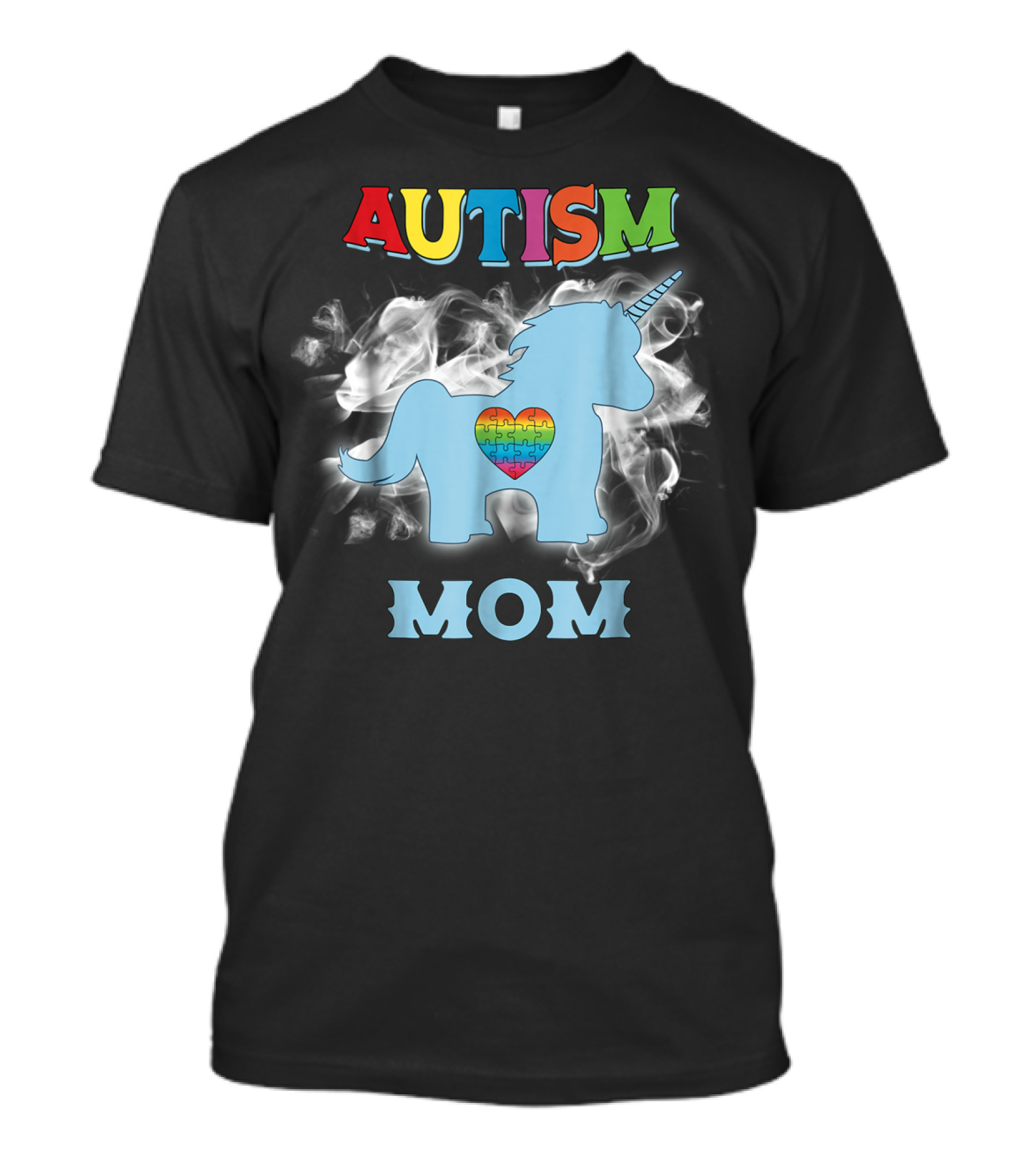 Autism Mom Unicorn With Heart Puzzle Autism Awareness Rainbow63 T-Shirt
