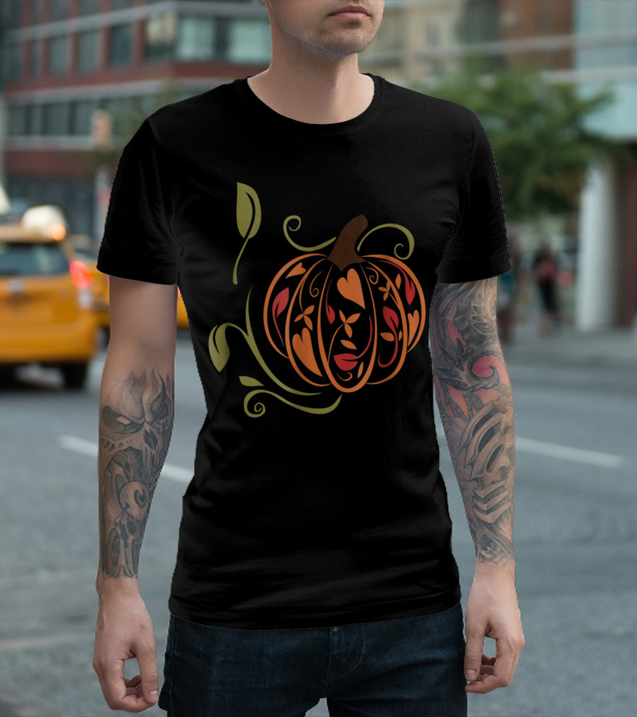 Autumn Pumpkin Fancy Elegant Teacher Mom Wife65 Fall T-Shirt