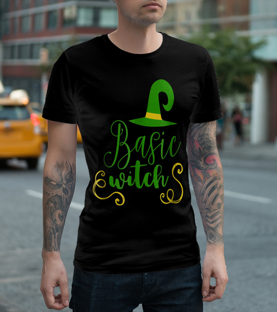 Basic Witch Funny Halloween Teacher Wife Mom Green85 T-Shirt