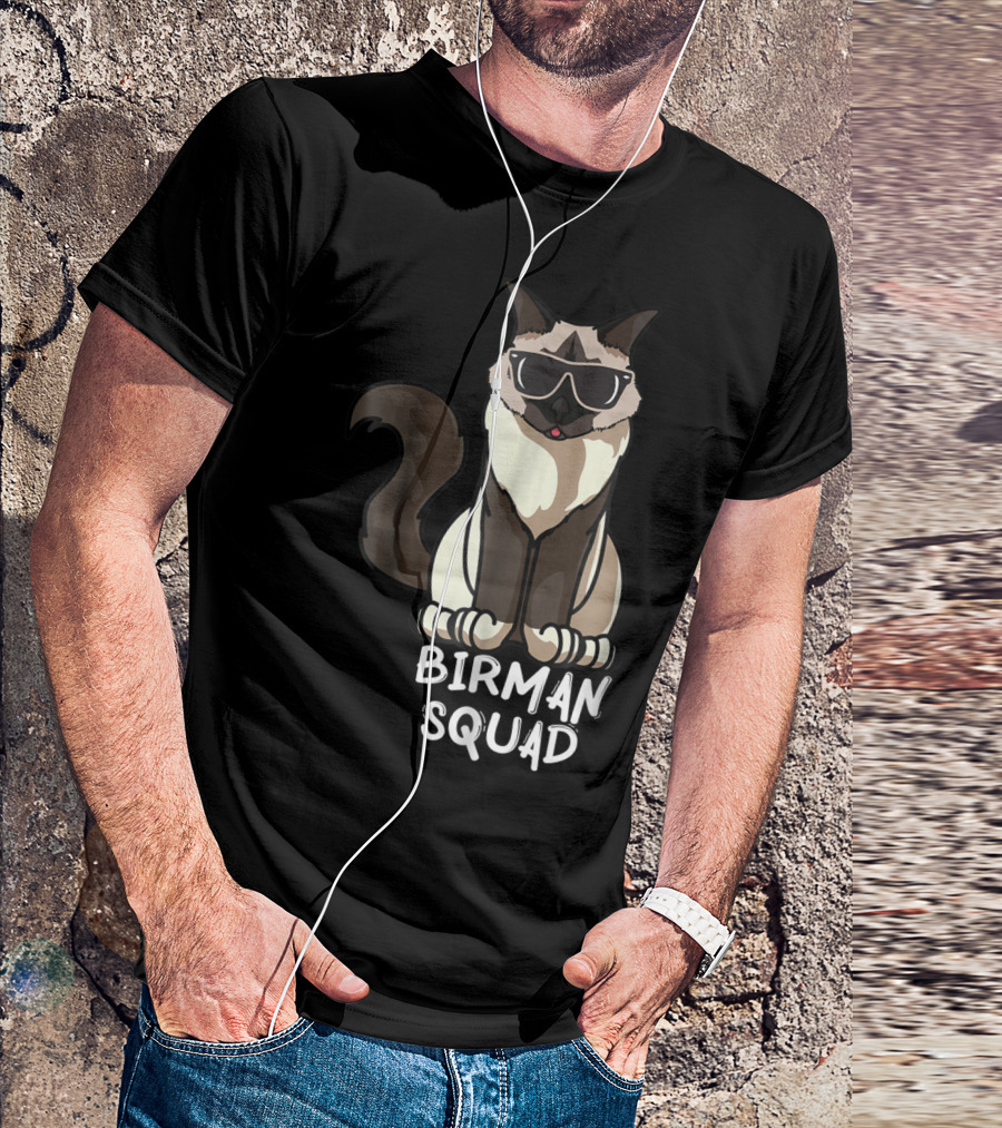 Birman Squad Cat Mom Lover Squad Cool Birman Cat With Sunglasses T-Shirt