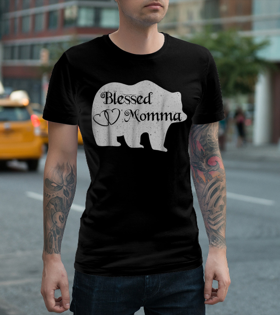 Blessed Momma Bear Heart T-Shirt