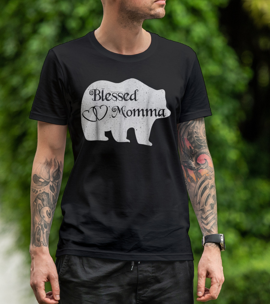 Blessed Momma Bear Heart T-Shirt