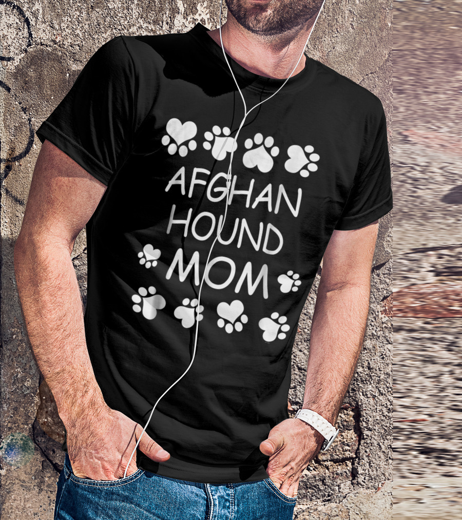 Afghan Hound Mom Paw Heart Design For Christmas Birthday T-Shirt