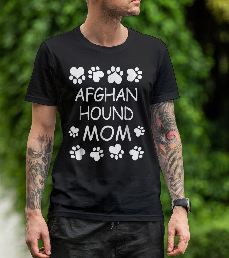 Afghan Hound Mom Paw Heart Design For Christmas Birthday T-Shirt