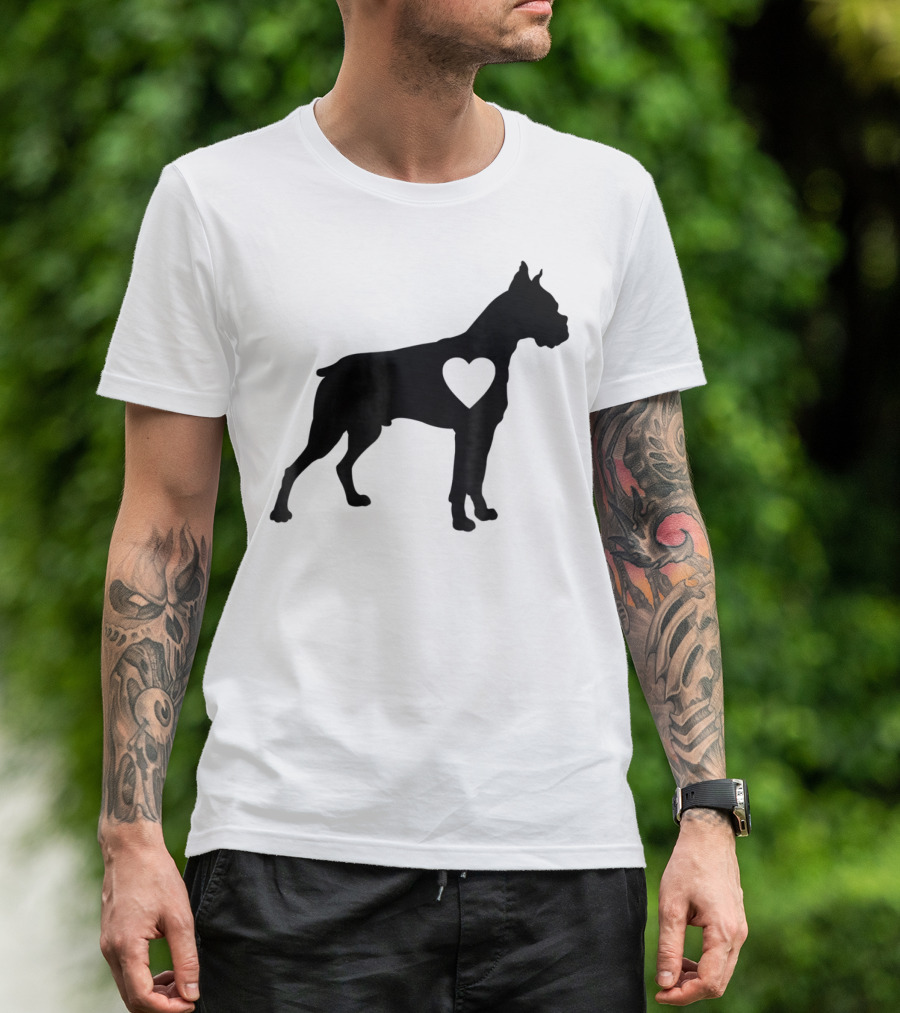 Boxer Dog Heart Silhouette Design For Loving Dog Moms T-Shirt