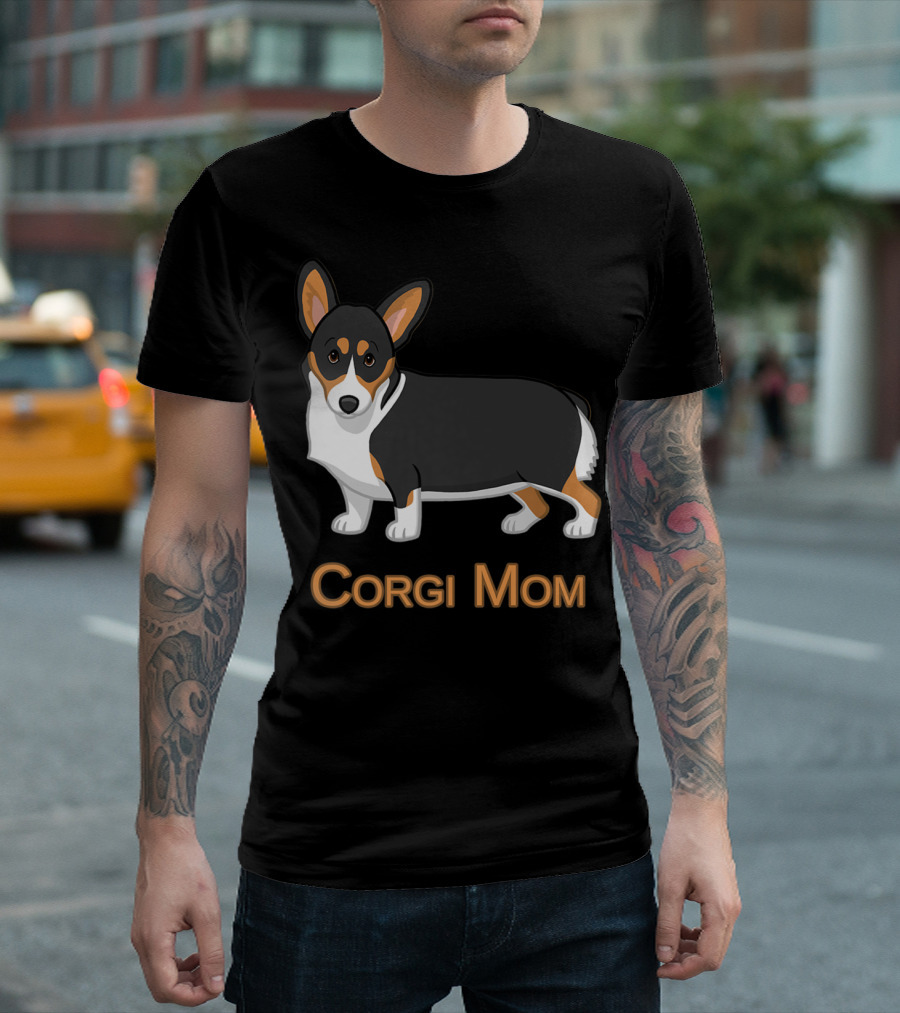 Corgi Mom Black Tricolor Cute Pembroke Corgi T-Shirt