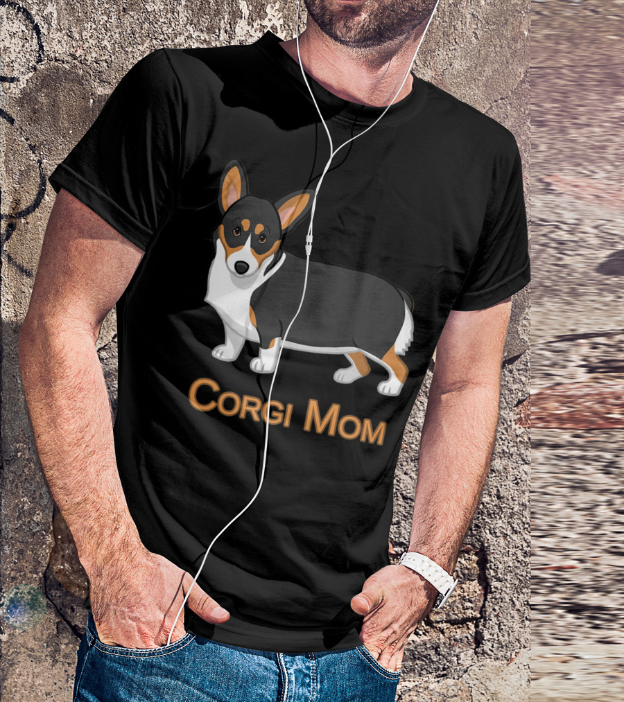 Corgi Mom Black Tricolor Cute Pembroke Corgi T-Shirt
