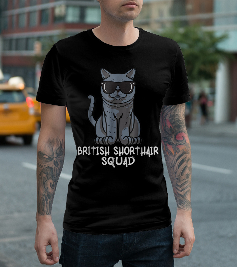 British Shorthair Squad Cat Mom Squad Cool Cat with Sunglasses T-Shirt