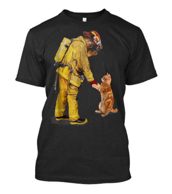 Cats Shaking Hands with Firefighter Mom T-Shirt Cats Shaking Hands with Firefighter Mom T-Shirt