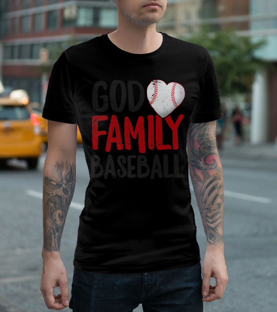 God Family Baseball Mom Mother Dad Father Coach27 Heart Baseball T-Shirt