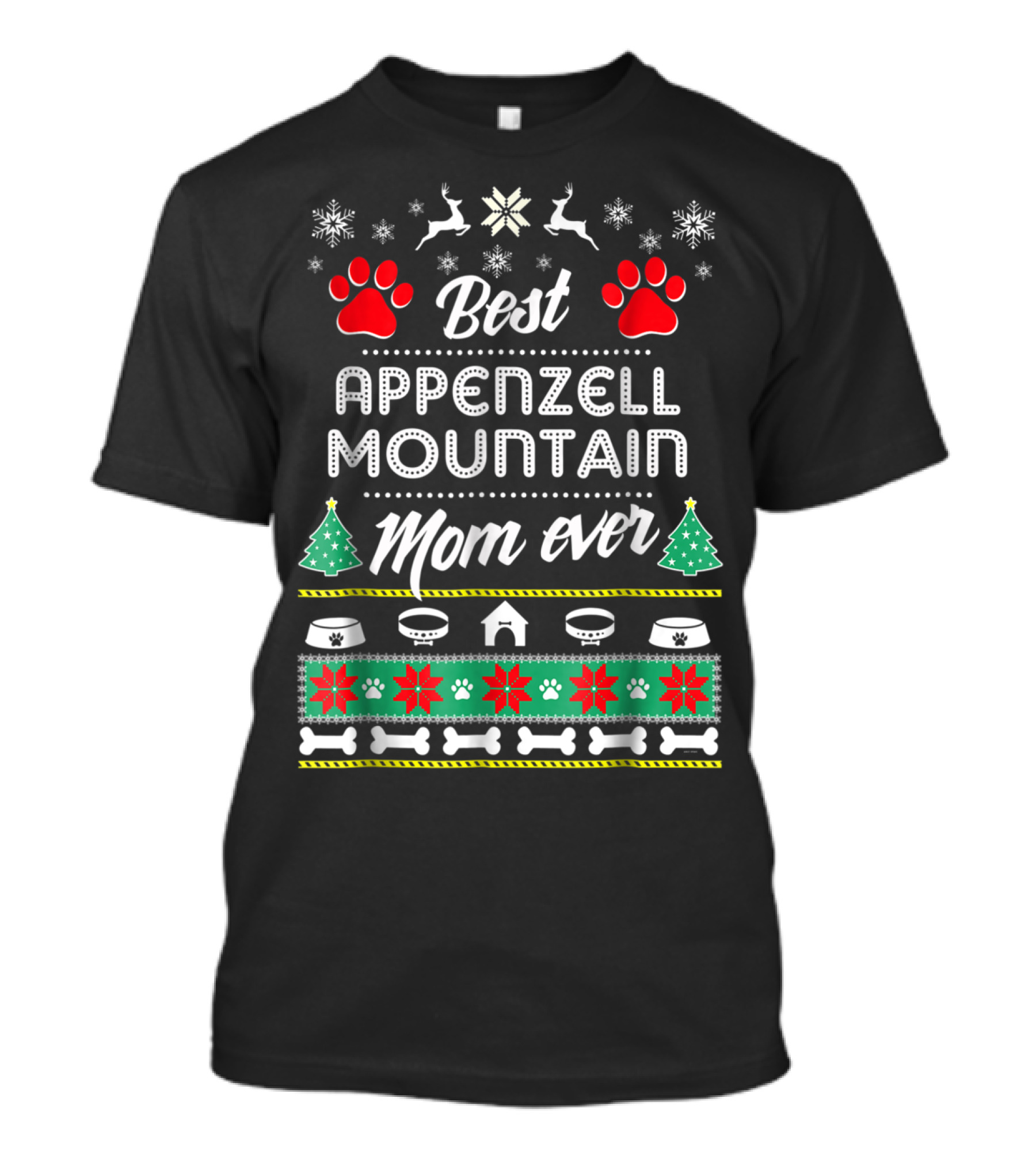 Best Appenzell Mountain Mom Ever Christmas Reindeer And Dog Paw Decorations T-Shirt