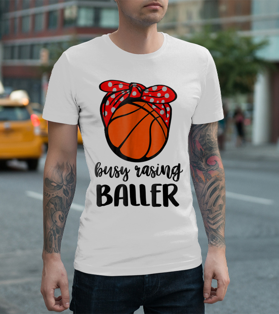 Busy Raising Baller Basketball Bandana Bow T-Shirt