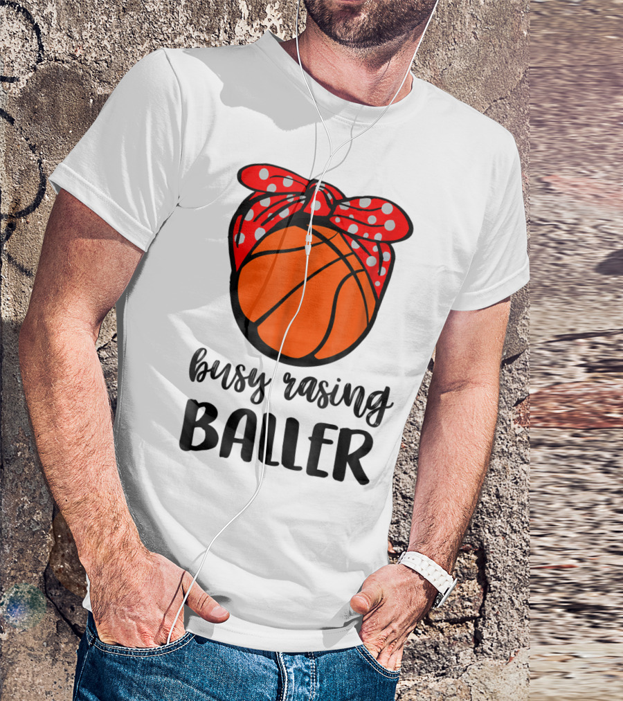 Busy Raising Baller Basketball Bandana Bow T-Shirt