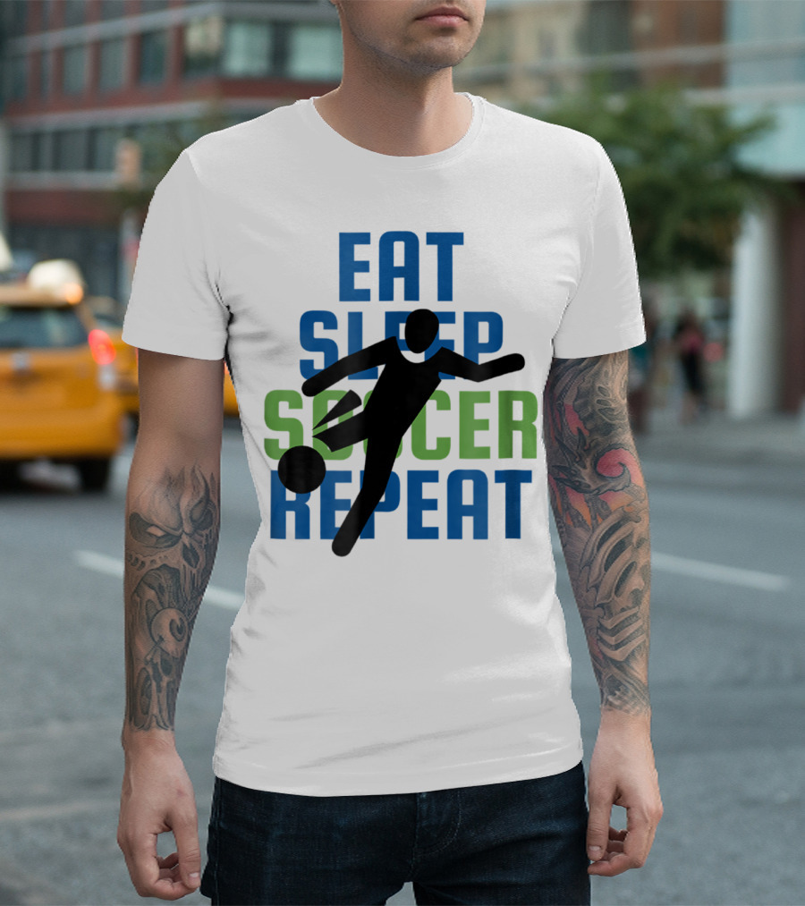 Eat Sleep Soccer Repeat Mom Girl Boy Kids Youth Soccer Player T-Shirt