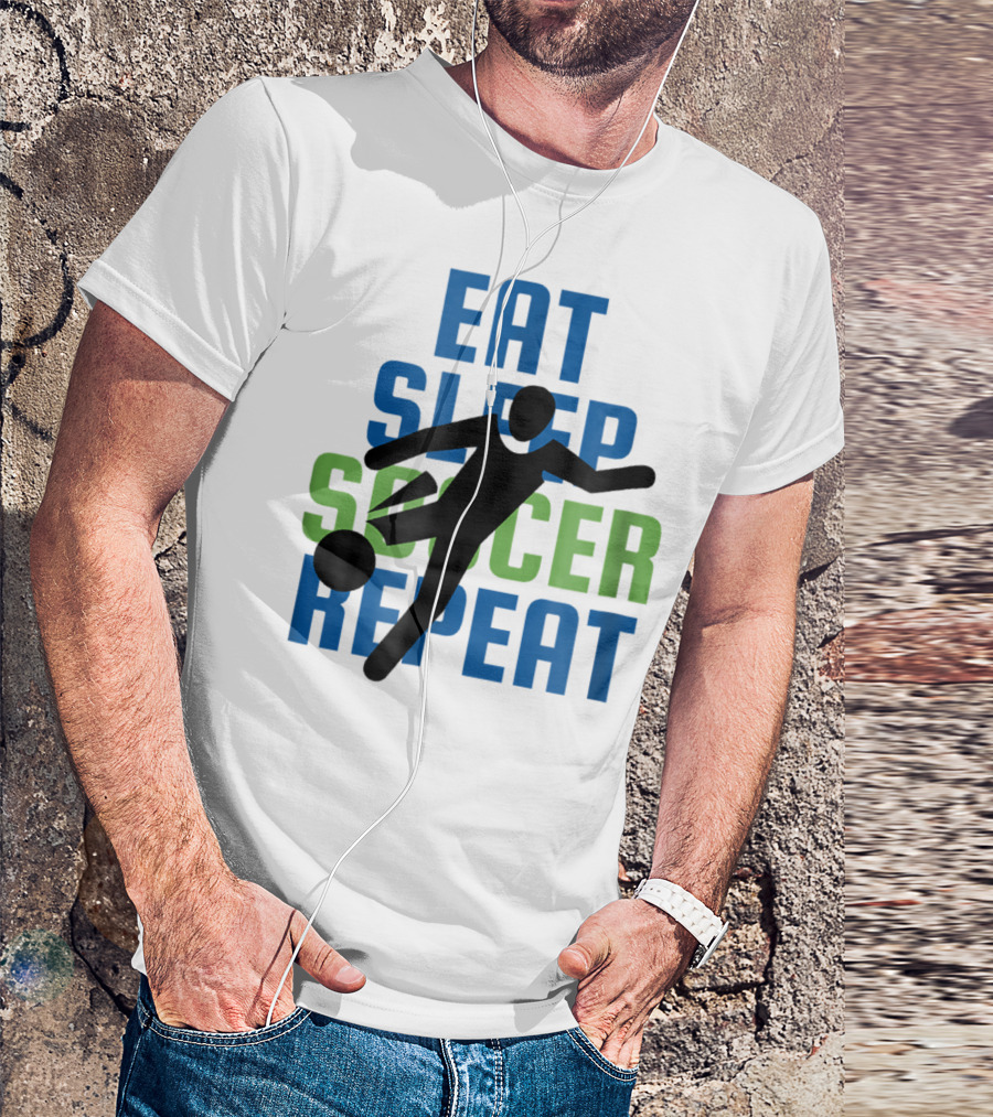 Eat Sleep Soccer Repeat Mom Girl Boy Kids Youth Soccer Player T-Shirt