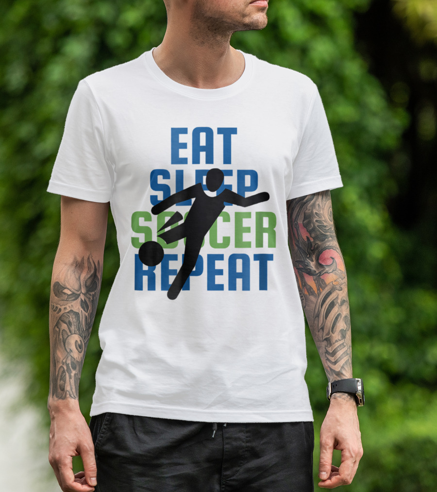 Eat Sleep Soccer Repeat Mom Girl Boy Kids Youth Soccer Player T-Shirt
