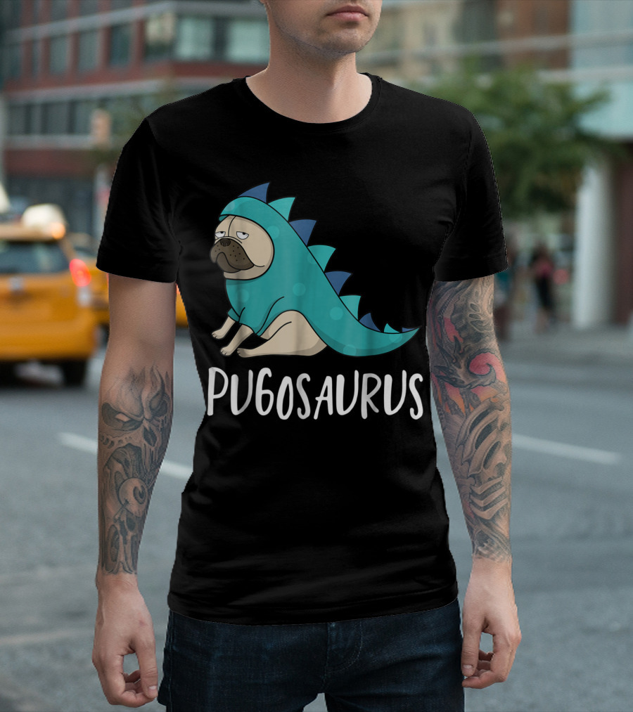 Pugosaurus Funny Pug Dog Mom Dino Dinosaur Puppy Lover T-Shirt