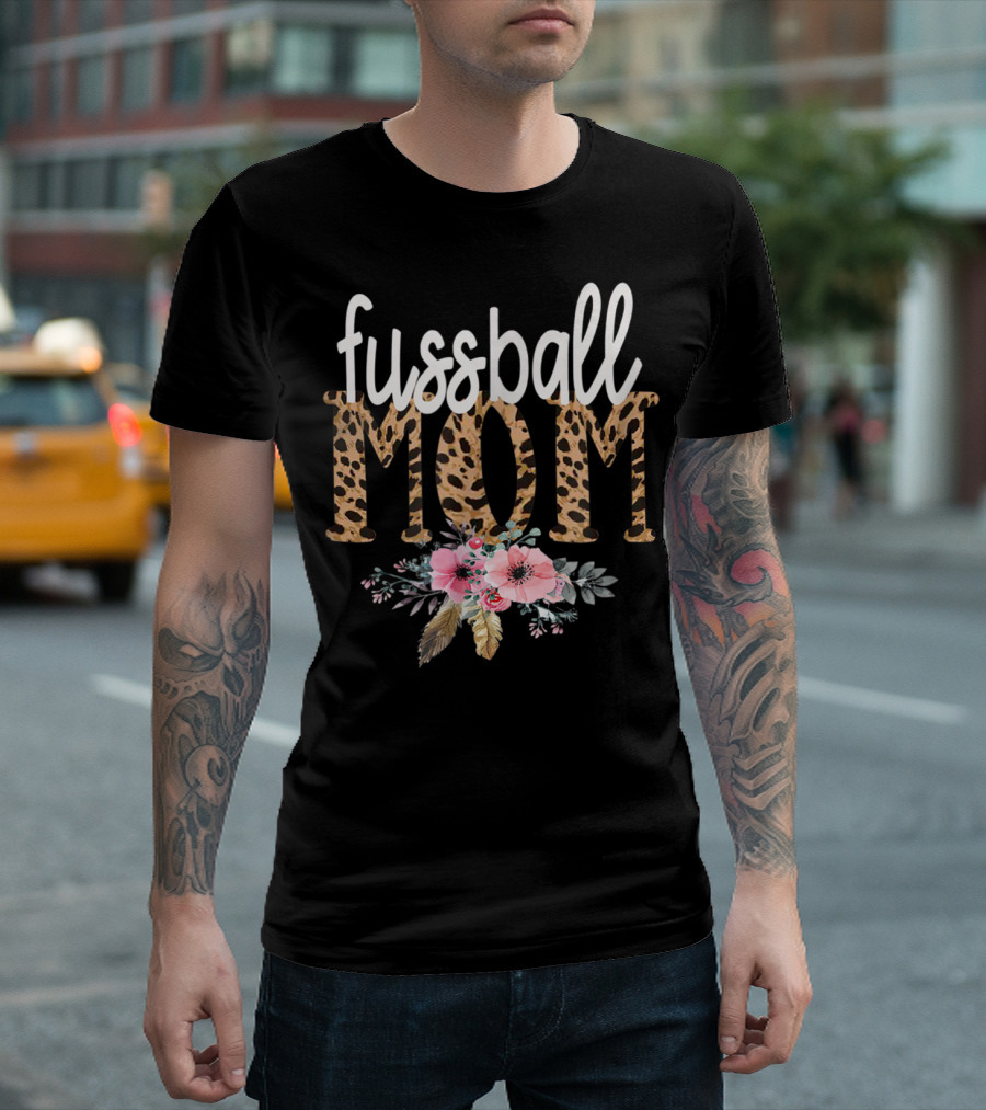 Fussball Mom Leopard Print Floral T-Shirt