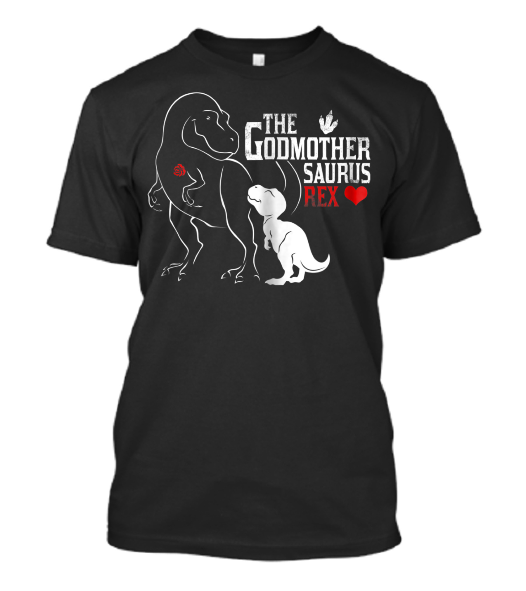 The Godmother Saurus Rex Mama Saurus Dinosaur Heart T-Shirt