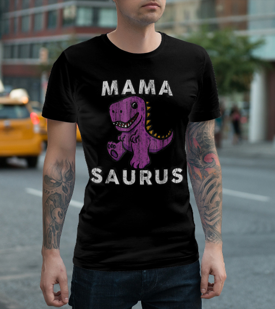 Mama Saurus Rex Dinosaur72 Funny Vintage Mom T-Shirt
