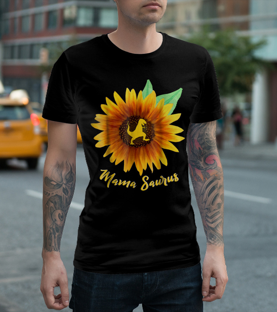 Mama Saurus Sunflower Rex Dinosaur T-Shirt