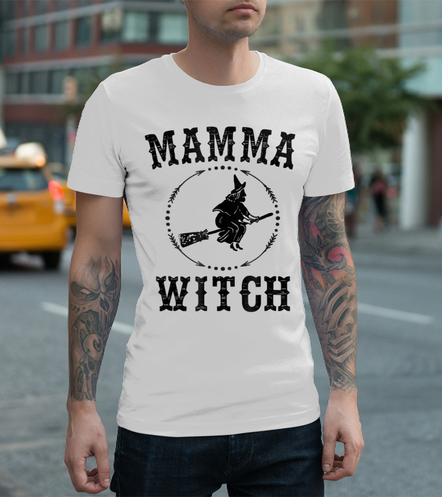 Mamma Witch Flying Broomstick T-Shirt