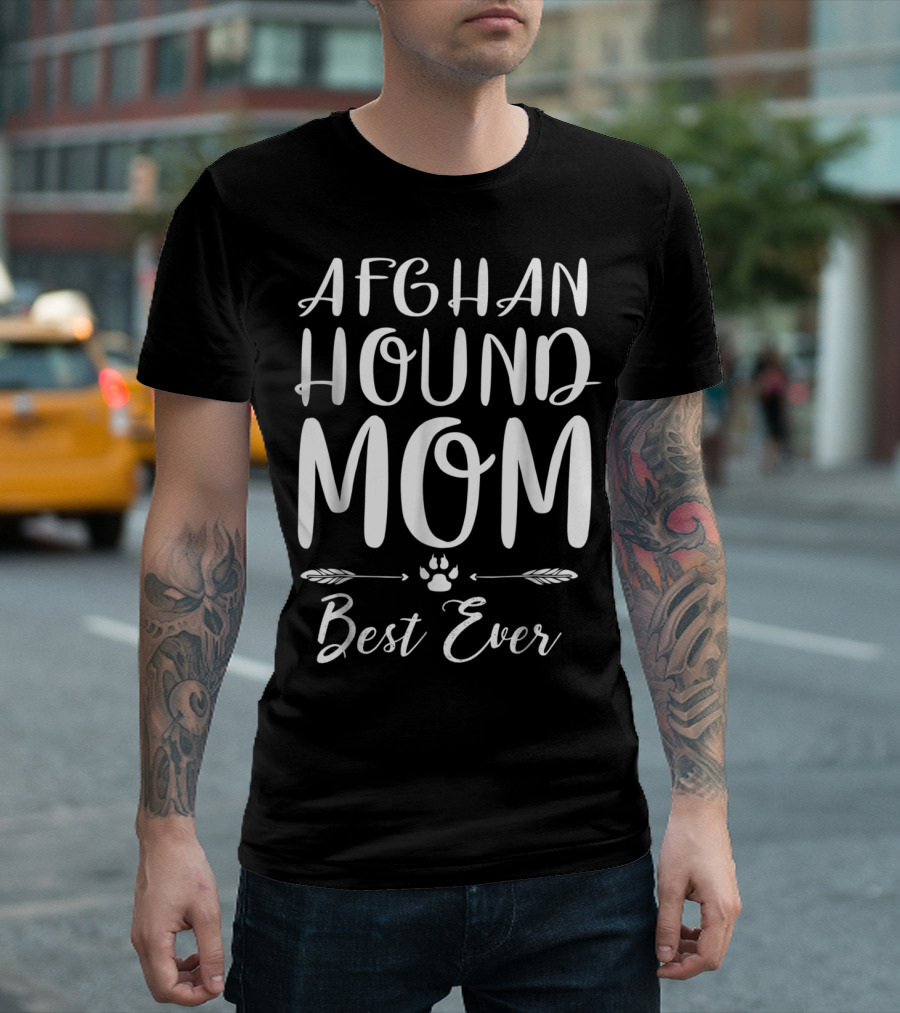 Afghan Hound Mom Best Ever Paw Print Arrows T-Shirt