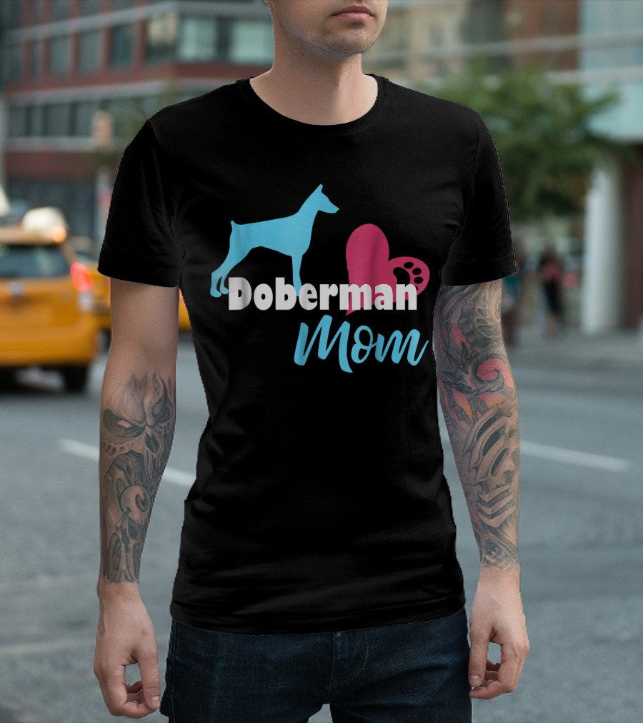 Doberman Mom Heart Paw Print for Awesome Doberman Lovers T-Shirt
