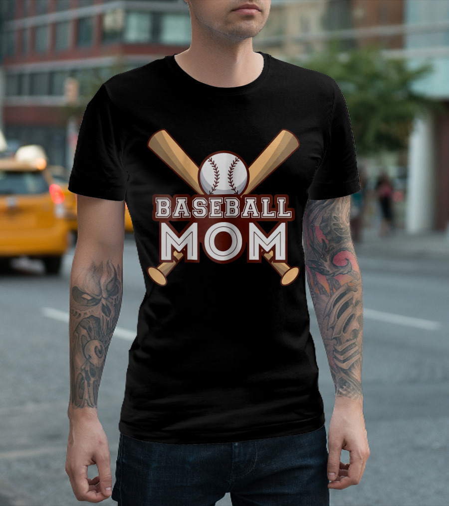 Baseball Mom Crossed Bats and Ball T-Shirt